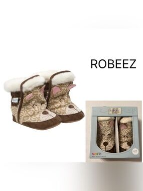 ROBEEZ - 6/12M - NWT - SNOW LEOPARD CAT SUEDE LEATHER BOOTIES / BOOTS